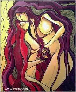 Love Binds, by artist Leni Kae, Acrylic and Ink on canvas