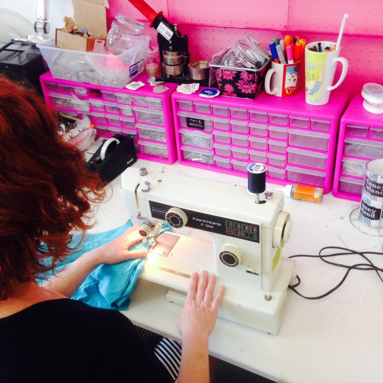 Carlin hard at work in her Sunset Park studio. 